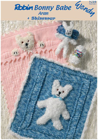 I Love My Teddy Pram Blanket & Rabbit Toy in Bonny Babe Aran & Wendy Shimmer (5216) Digital Version