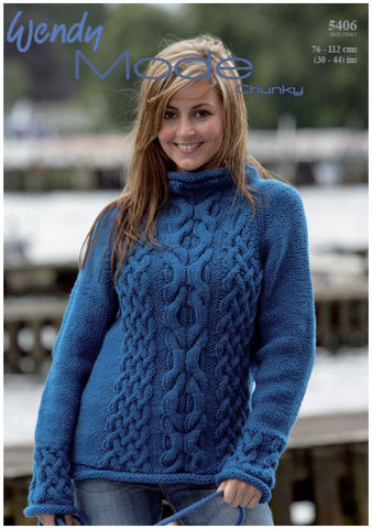 Cabled Sweater in Wendy Mode Chunky (5406) Digital Version