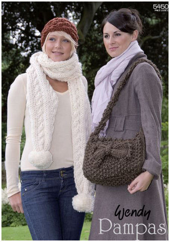 Bag, Scarf and Hat in Wendy Pampas Mega Chunky (5450) Digital Version