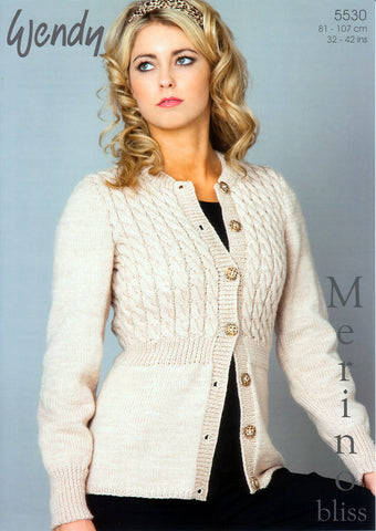 Fitted Cardigan in Wendy Merino DK (5530)