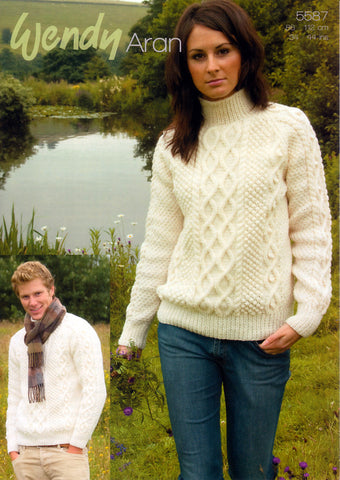 Double Cable Sweater in Wendy Aran with Wool (5587)