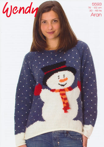 Snowman Sweater in Wendy Aran with Wool (5593)