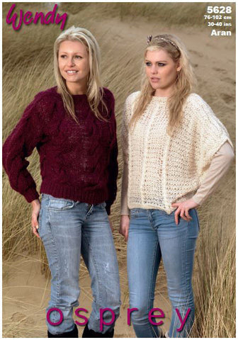 Cable and Batwing Sweaters in Wendy Osprey Aran (5628) Digital Version