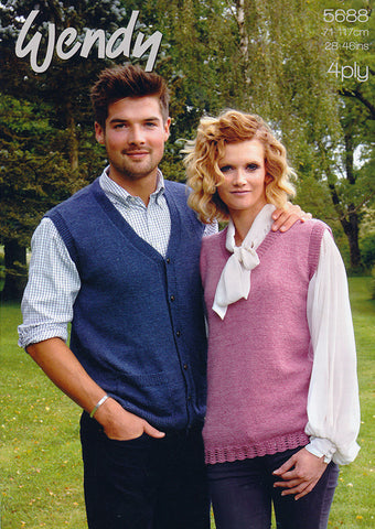 Waistcoat and Slipover in Wendy Merino 4 Ply (5688)