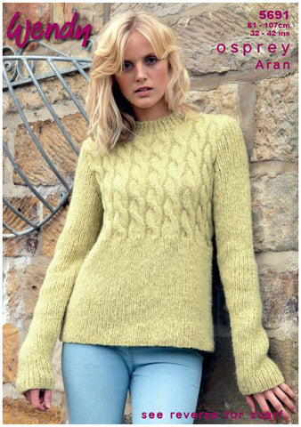 Cable Peplum Sweater and Scarf in Wendy Osprey Aran (5691) Digital Version