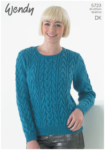 Cabled Sweater and Slouch Cable Hat in Wendy Merino DK (5723) Digital Version