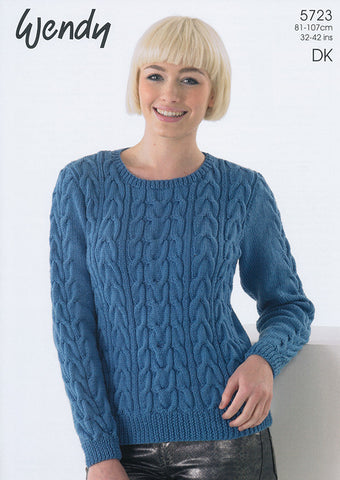 Cabled Sweater and Slouch Cable Hat in Wendy Merino DK (5723)