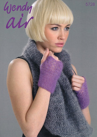 Cowl, Mitts and Scarf in Wendy Air (5728)