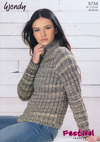 Mock Fishermans Rib Sweater in Wendy Festival (5734)