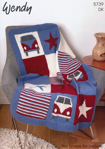Campervan Blanket and Cushion In Wendy (5739)