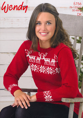 Reindeer and Stars Sweater in Wendy Merino DK (5756)