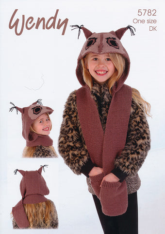 Owl Scarf Hood in Wendy Merino DK (5782W)