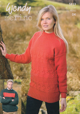 Unisex Textured Sweaters in Wendy Merino DK (5813)