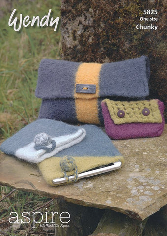 Felted Accessories, Clutch Bag, Purse and Table Cover in Wendy Aspire Chunky (5825)