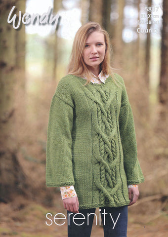 Cable Tunic in Wendy Serenity Chunky (5837)