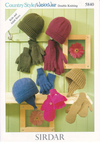 Hats and Gloves in Sirdar Country Style DK and Wash 'n' Wear Double Crepe DK (5840)
