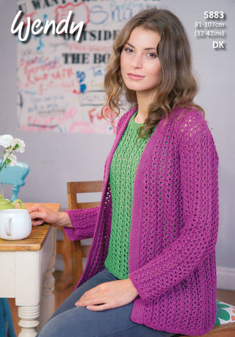 Loose Fitting Cardigan and Top in Wendy Supreme Luxury Cotton DK (5883)