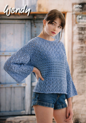 Boxy T-Shaped Sweater in Wendy Supreme Cotton Silk DK (5896)