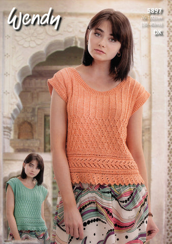 Lace Edge Top in Wendy Supreme Cotton Silk DK (5897)