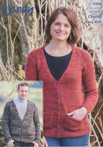 V Neck Cardigans in Wendy Evolve Chunky (5906)