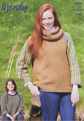 Cowl Tunic and Sweater in Wendy Cairn Aran (5908)