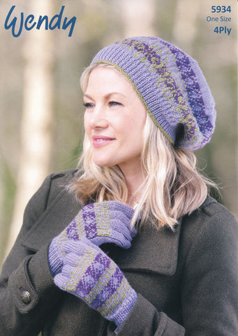Beret and Gloves in Wendy Merino 4 Ply (5934)