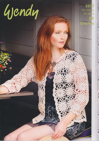 Crochet Motif Cardigan in Wendy Supreme Luxury Cotton Silk DK (5977)