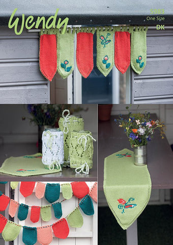 Window Decoration, Table Runner, Jar Covers and Bunting in Wendy Supreme Luxury Cotton DK (5983)