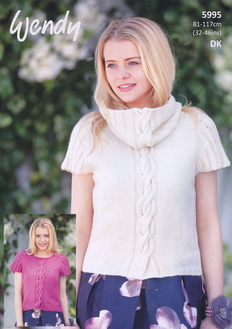 Cap Sleeve Sweater and Cowl in Wendy Fleur DK (5995)