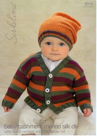 Little Bertie Cardigan and Little Ginger Hat in Sublime Baby Cashmere Merino Silk DK (6016)