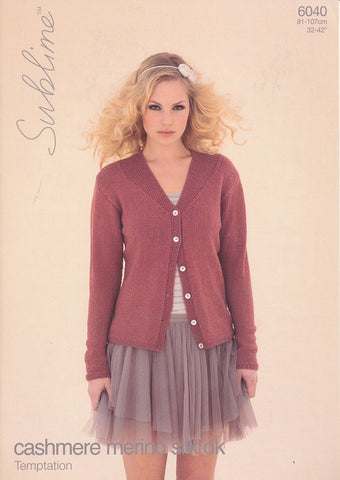Temptation Cardigan in Sublime Cashmere Merino Silk DK (6040)