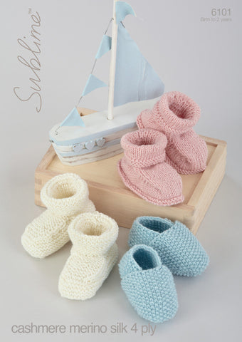 Baby Shoes and Bootees in Sublime Baby Cashmere Merino Silk 4 Ply (6101) - Digital Version