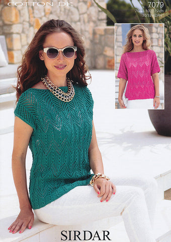 Womans Square and T-Shaped Tops in Sirdar Cotton Dk (7079)