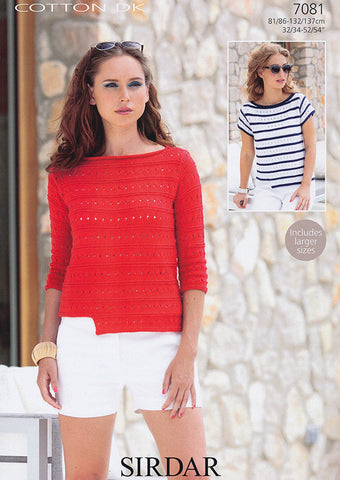 Boat Necked Tops in Sirdar Cotton DK (7081)