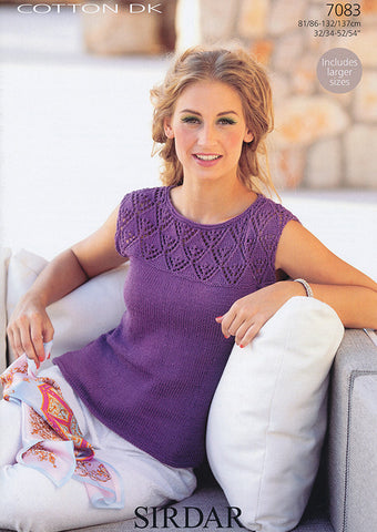 Boat Neck Top in Sirdar Cotton DK (7083)