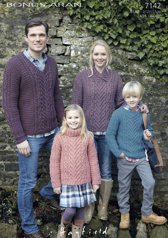 Family Sweaters in Hayfield Bonus Aran (7142)