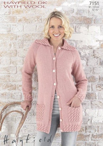 Womens Cable Jacket in Hayfield DK With Wool (7151)