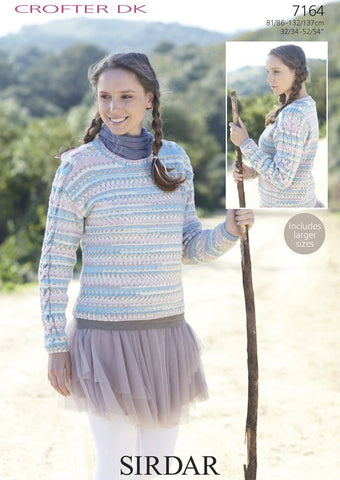 Womens Cable Sweater in Sirdar Crofter DK (7164)