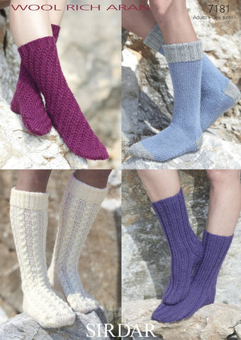 Socks in Sirdar Wool Rich Aran (7181)