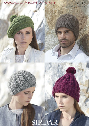Hats in Sirdar Wool Rich Aran (7182)