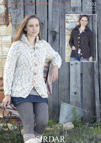 Womens Raglan Jackets in Sirdar Husky Super Chunky (7192)