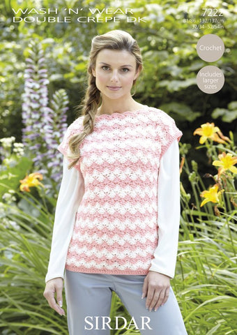 Womens Crochet Top in Sirdar Wash n Wear Double Crepe DK (7222)
