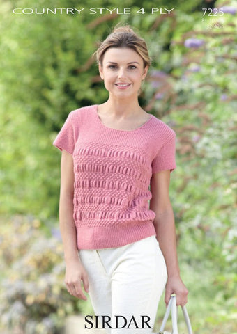 Womens Short Sleeved Top in Sirdar Country Style 4 Ply (7225)
