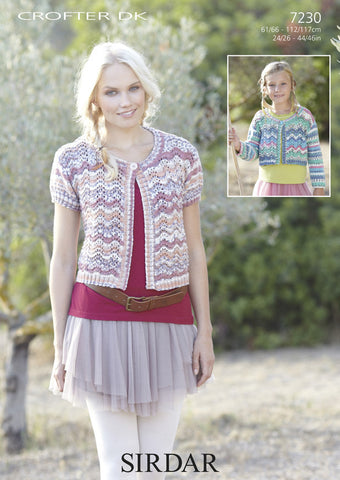 Womens and Girls Cardigans in Sirdar Crofter DK (7230)