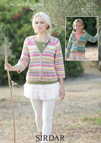 Womens and Girls Cardigans in Sirdar Crofter DK (7231)