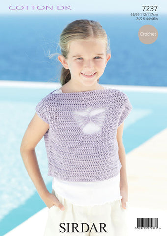 Womens and Girls Short Sleeved and Sleeveless Tops in Sirdar Cotton DK (7237)