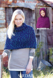 Womens S.U.N Poncho and Girls Hooded Poncho in Sirdar Husky Super Chunky (7325)