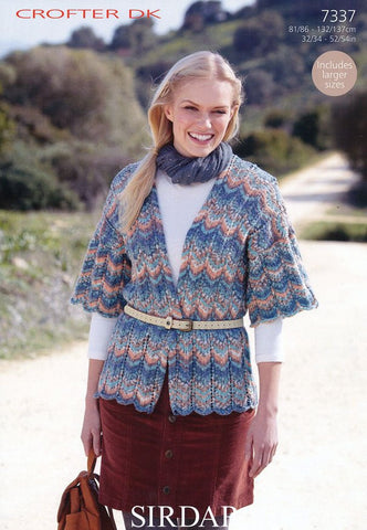 Womens Chevron Pattern Kimono in Sirdar Crofter DK (7337)