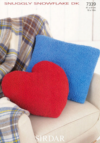 Heart and Square Cushion Covers in Sirdar Snuggly Snowflake DK (7339)