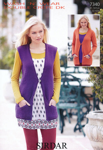 Women's Cardigan and Waistcoat in Sirdar Wash 'n' Wear Double Crepe DK (7340)